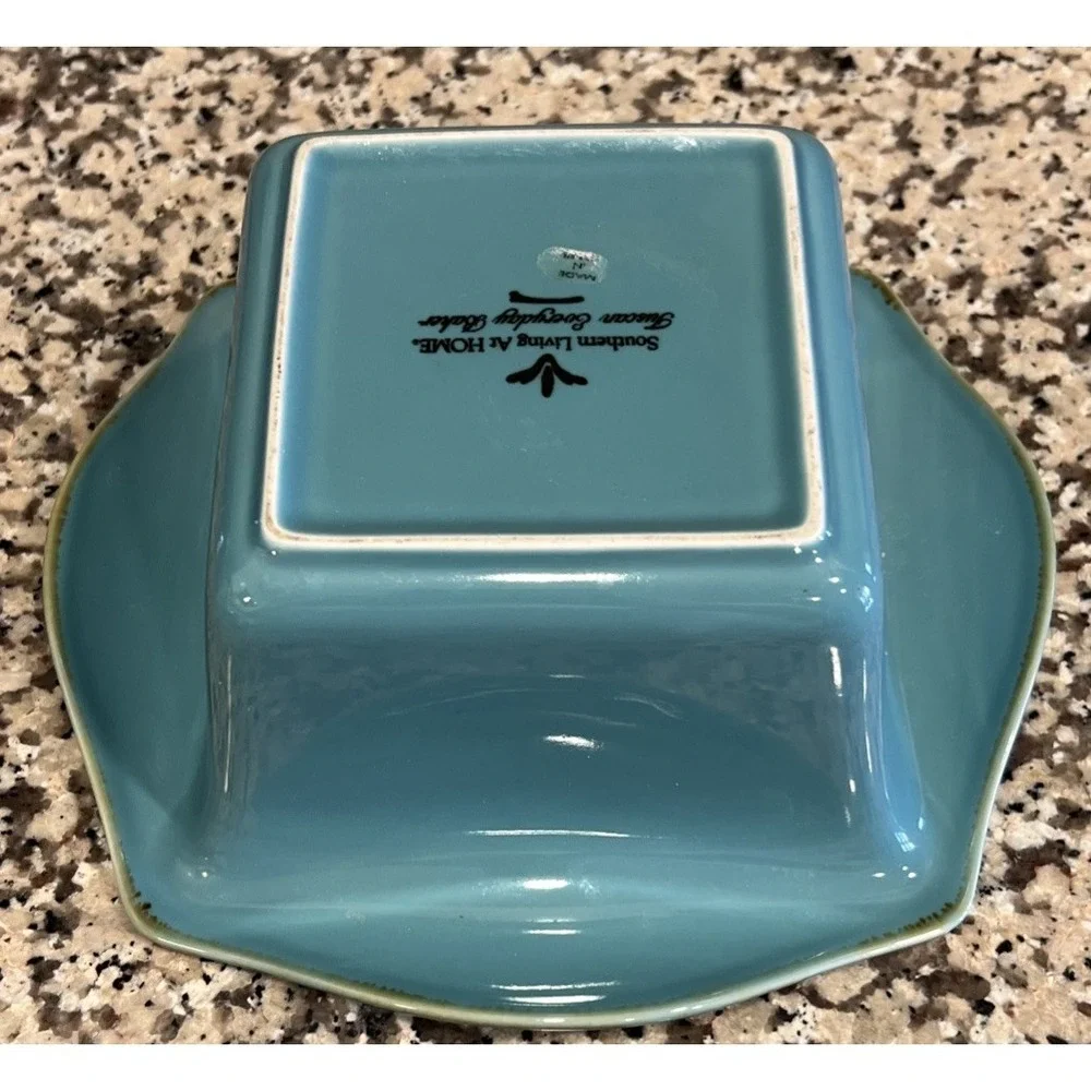 Southern Living at Home Tuscan Everyday Baker Teal/Brown Stoneware‎ Brazil